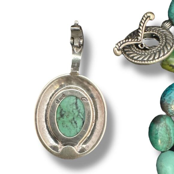 Carolyn Pollack Blue Green Turquoise Sterling Silver Southwest Pendant Necklace - Picture 5 of 10